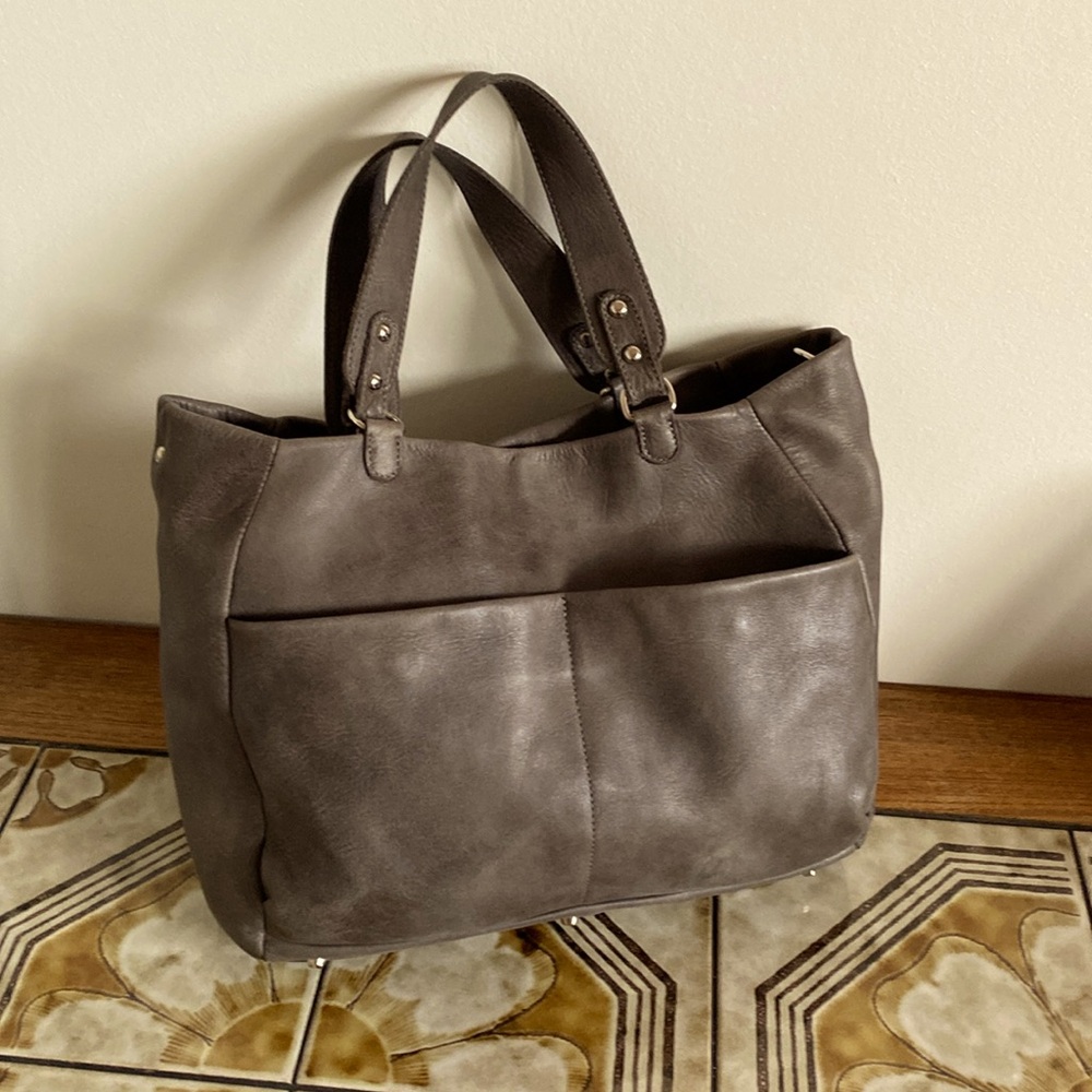 Roots tribe leather / nubuck leather, tote /crossbody bag, dark olive green